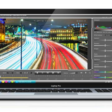 Computer open with video editing program running